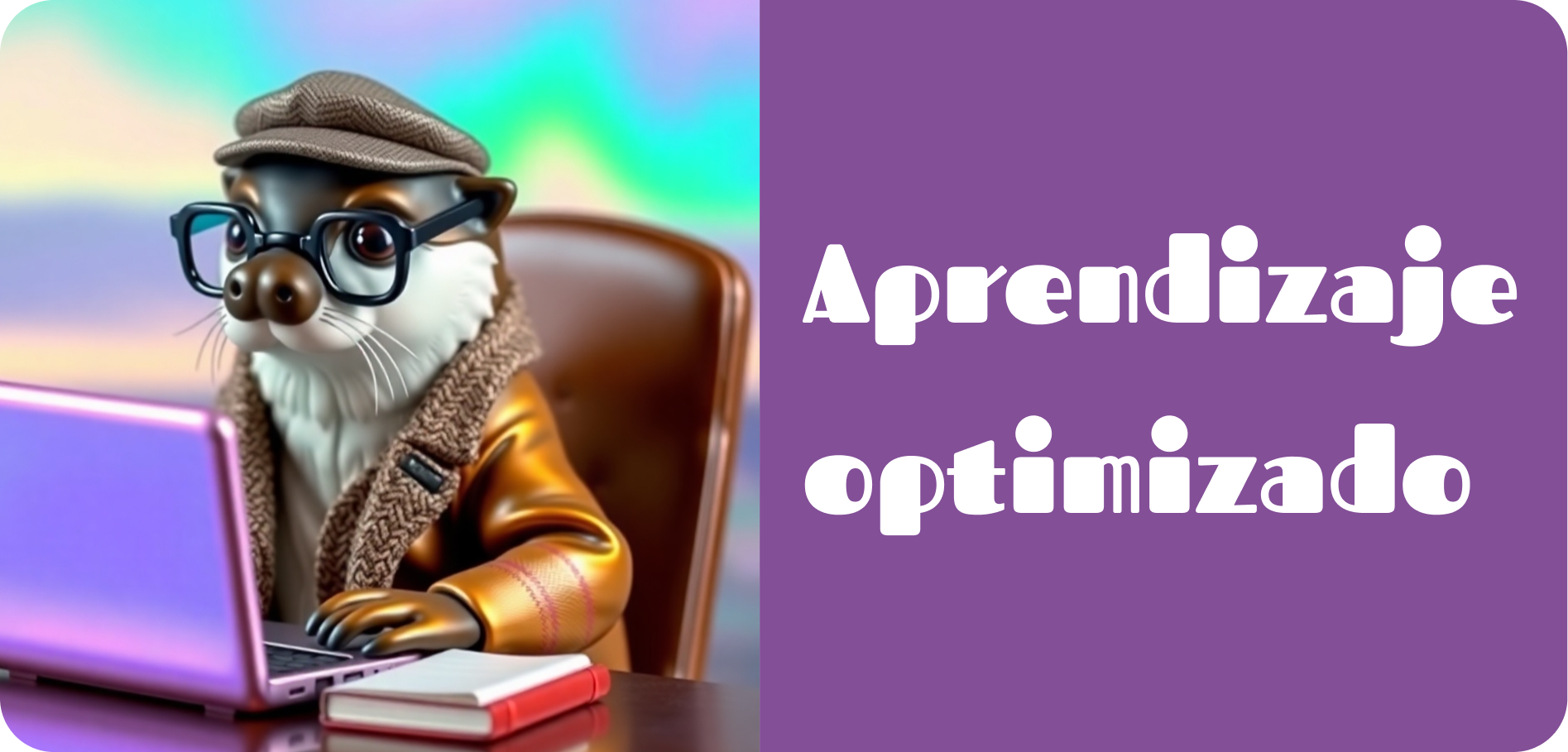 Imagen: Nutria sentada estudiando en ordenar portatil