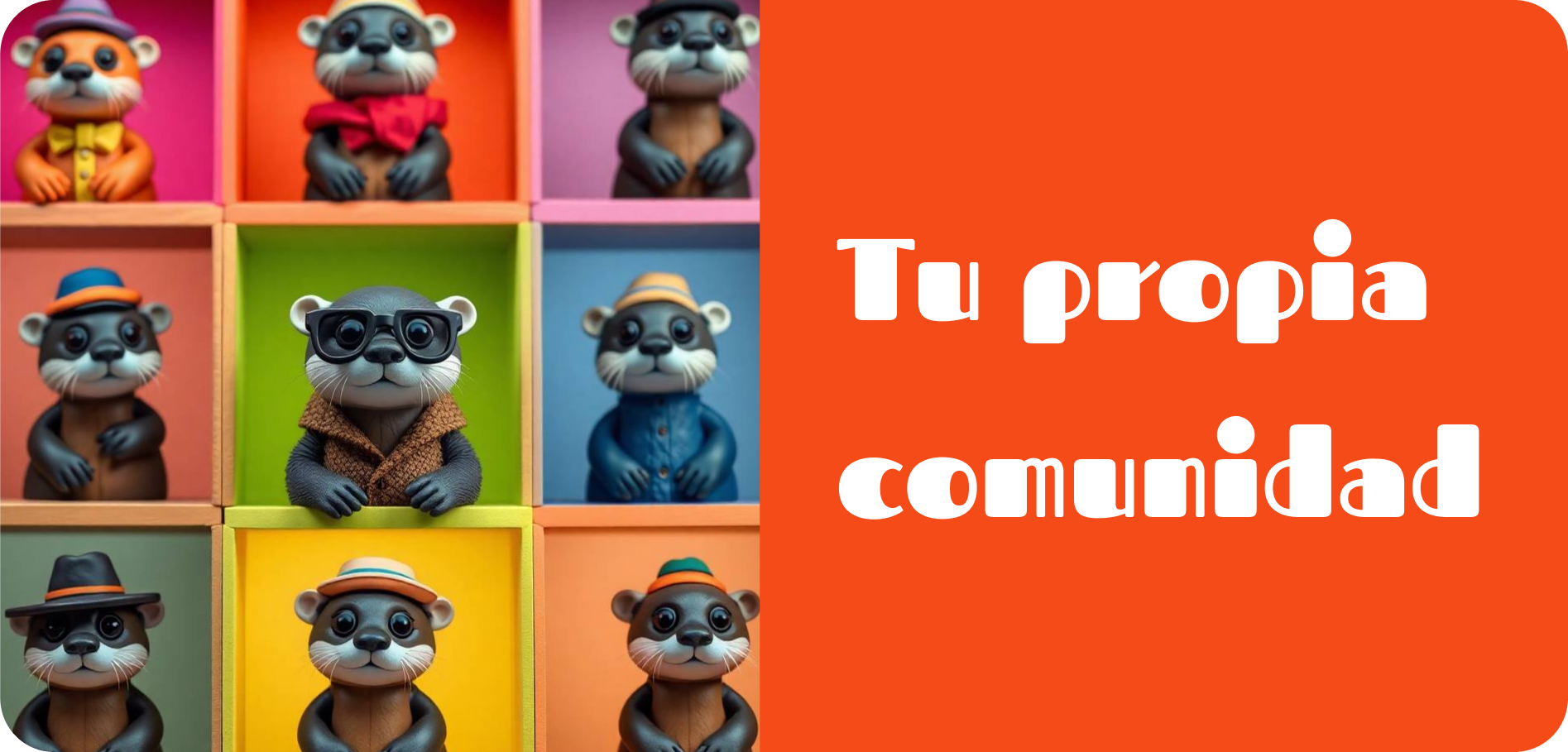 Imagen: Grupe de 9 Nutrias representando comunidad