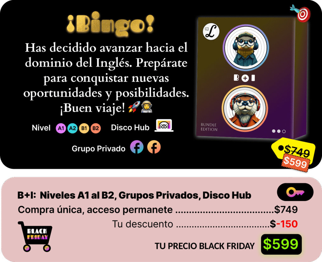 Imagen de el paquete de cursos Beginner más Intermediate con descripción incluyendo niveles, grupo privado y Disco Hub