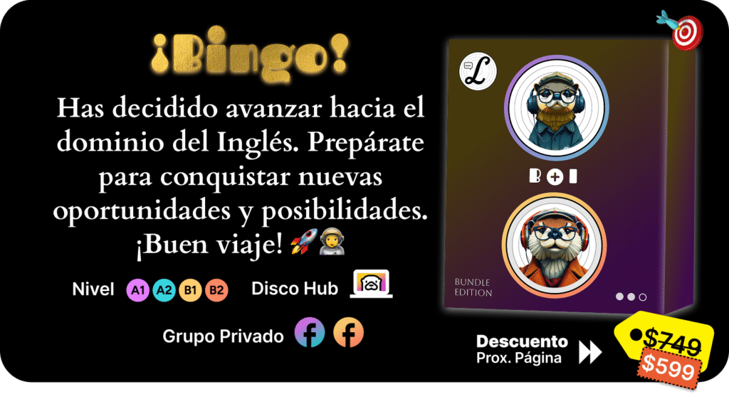 Imagen de lo que incluye el curso combinado Beginners e Intermediate, niveles A1 al B2, Grupo Privado y Disco Hub