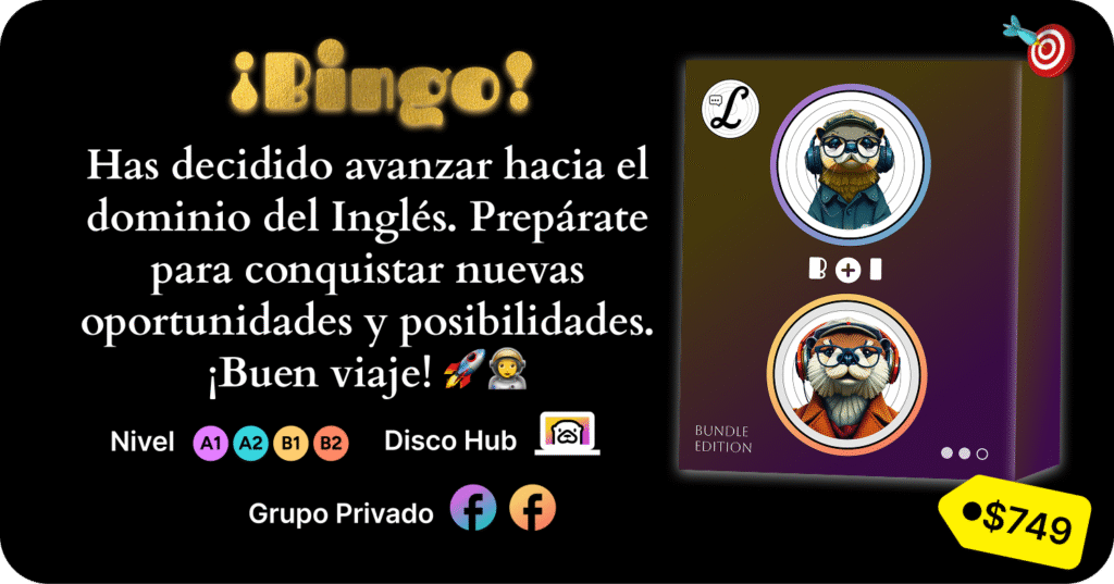 Imagen de lo que incluye el curso combinado Beginners e Intermediate, niveles A1 al B2, Grupo Privado y Disco Hub