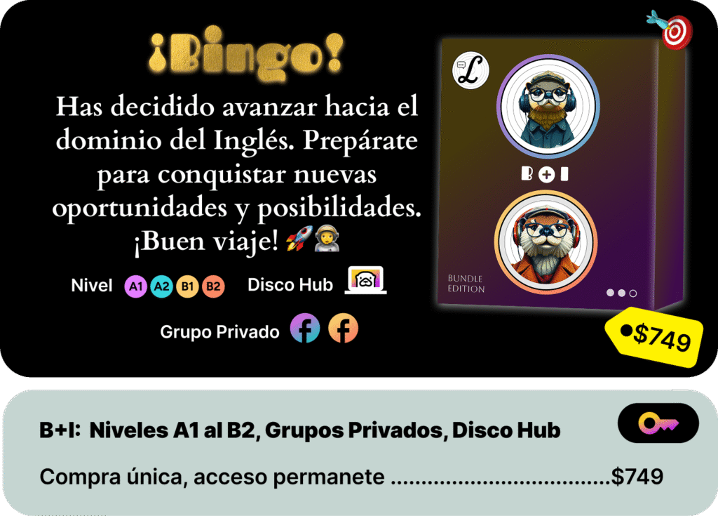 Imagen de lo que incluye el paquete de cursos Beginner más Intermediate, incluyendo la descripción y precio de la compra.